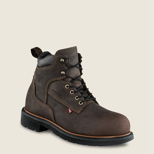 Red Wing Mens Dynaforce® - 6-inch Insulated Waterproof Toe - Safety Boots Dark Brown - 2875LDRQJ